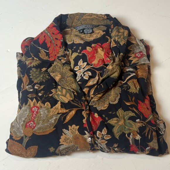 Ann May 100% Silk Floral Print Blouse Women's Small - Picture 5 of 6